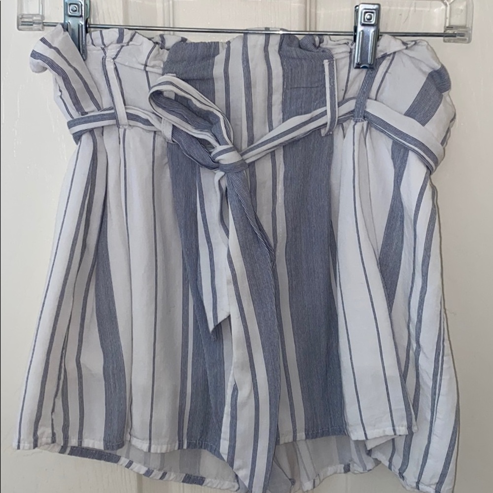 Blue and White Striped Shorts